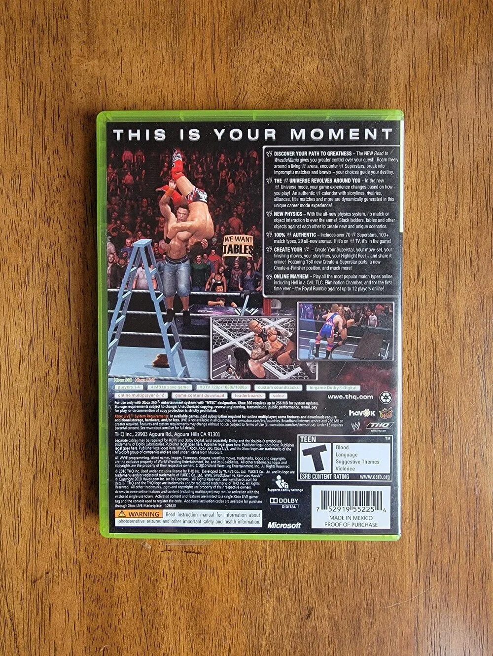 WWE SmackDown vs. Raw 2011 (Microsoft Xbox 360, 2010) Includes Manual Rated Teen